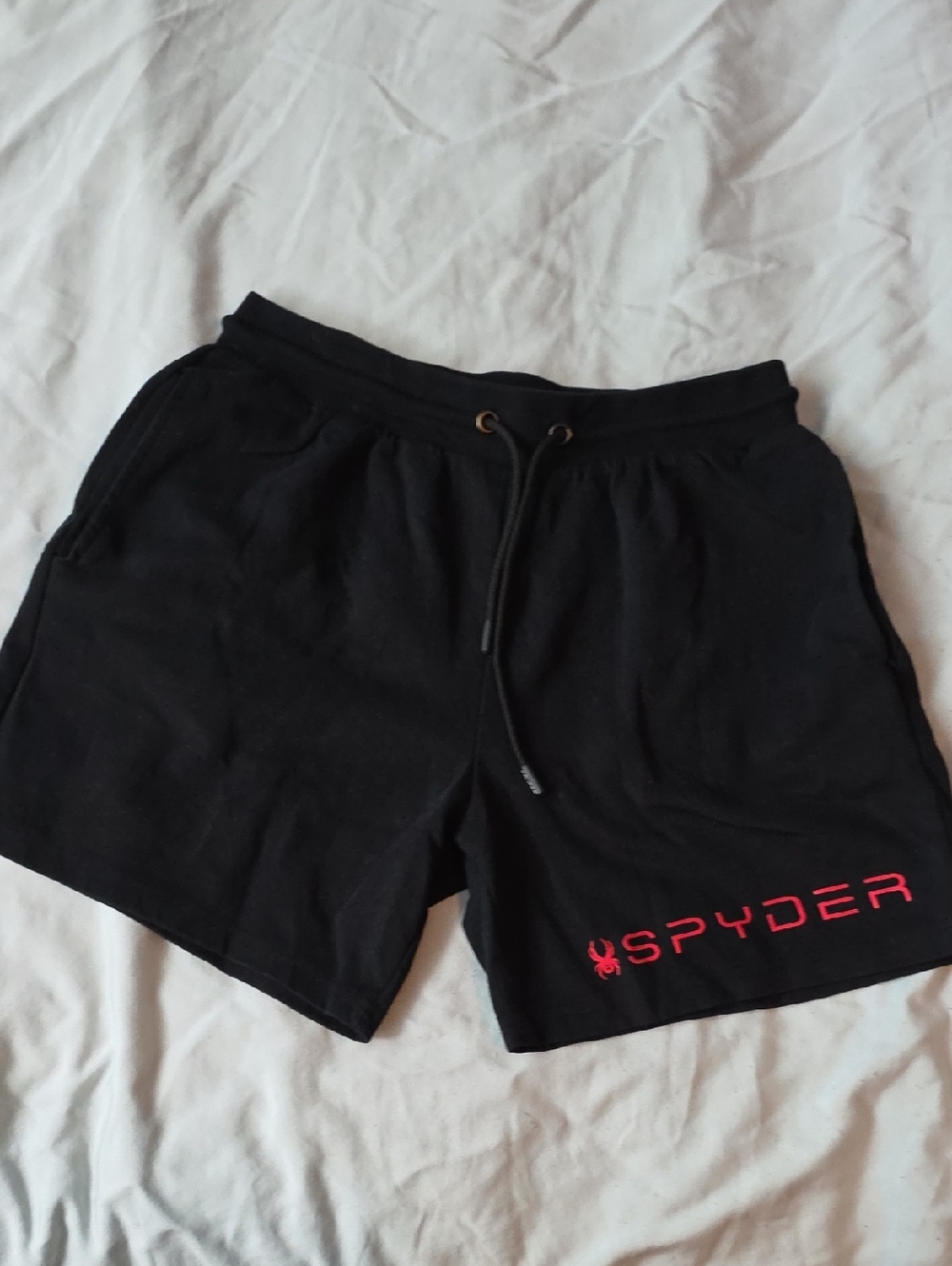 Spyder Black Athletic Shorts with Red Branding Size Large